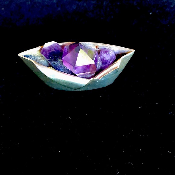 Vintage Amethyst Gemstone and Silver Brooch - Picture 2 of 6
